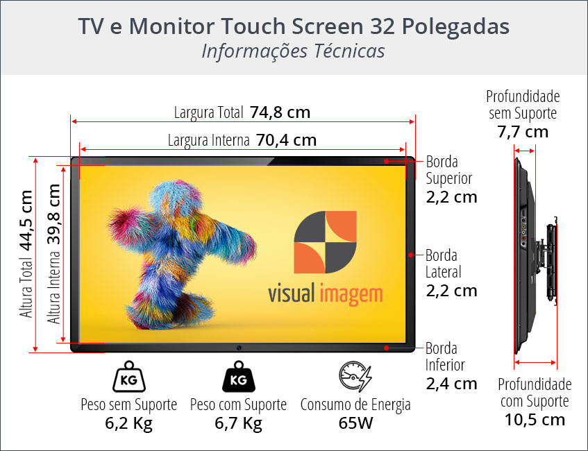 Alugar Monitor Touch Screen 32 Polegadas