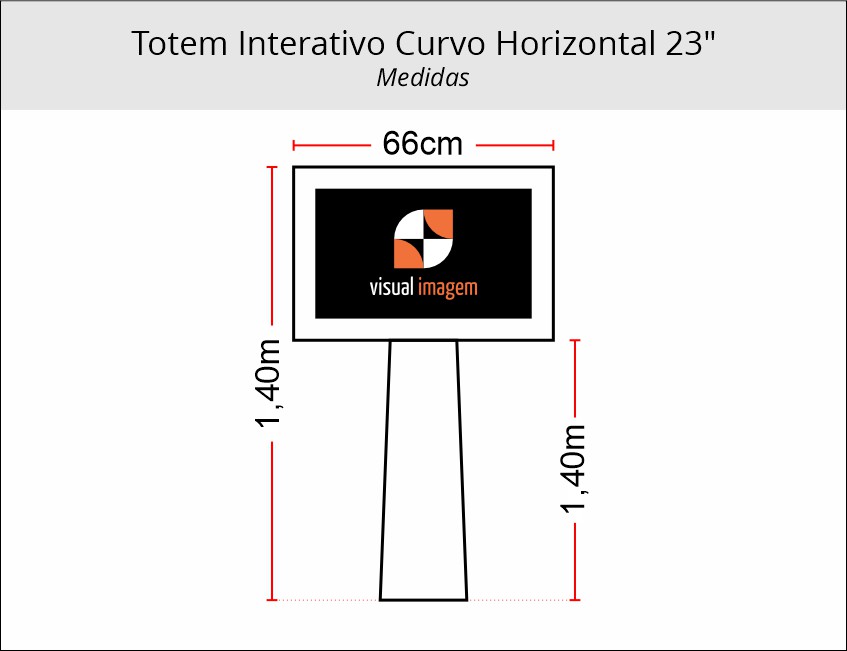 Aluguel de Totem Interativo Curvo Horizontal 23 polegadas