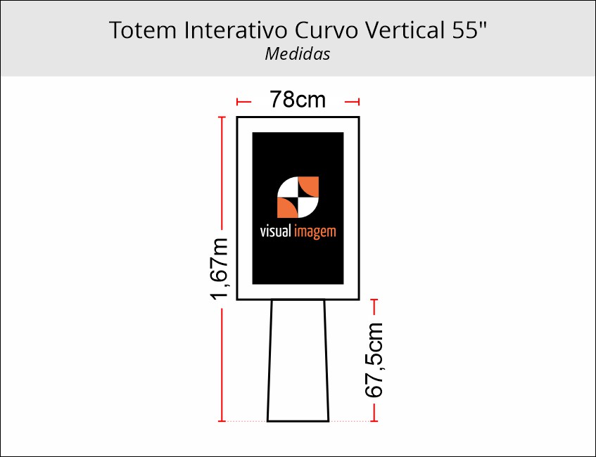 Aluguel de Totem Interativo Curvo Vertical 55 polegadas